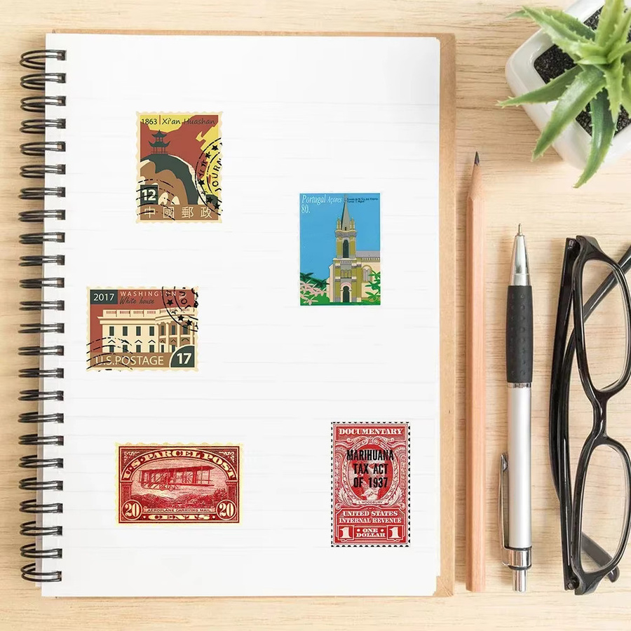 GOGOTU Vintage Retro Reise Stempel Aufkleber, 50-teiliges Set, multicolour - Bild 2
