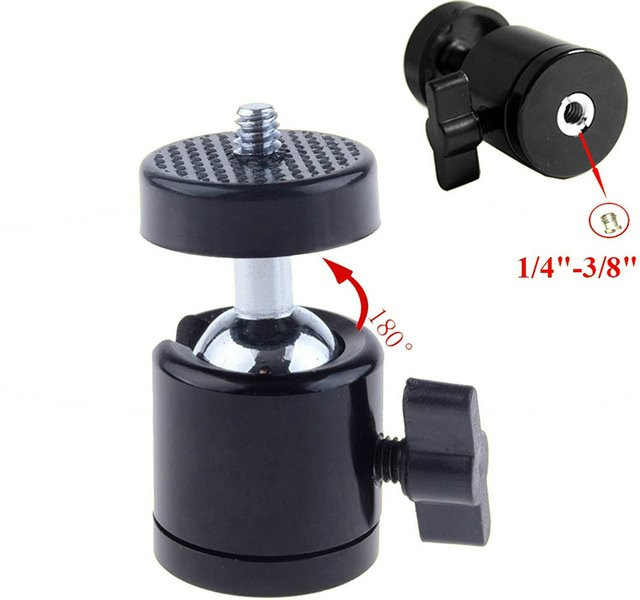 AILEHKUO Kamera Adapter Kugelkopf mit Schloss für DSLR und DV Kameras, 1/4 und 3/8 Zoll Schraubengewinde, Schwarz - Bild 1