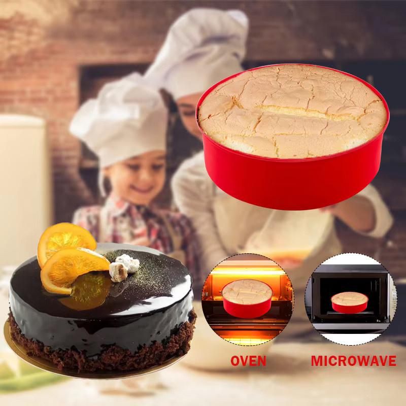 Runde Silikon-Kuchenform von FAIS DU in Rot für Gebäck und Fondant - Bild 3
