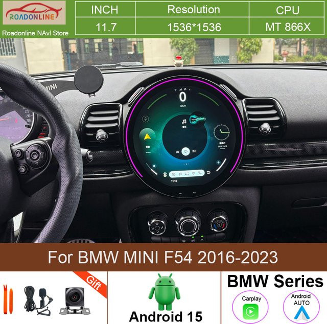 Roadonline Android 15 Multimedia-Player für BMW MINI F54 (2016-2023) mit 11,7 Zoll Display, Carplay, 4G und WLAN in Schwarz - Bild 1