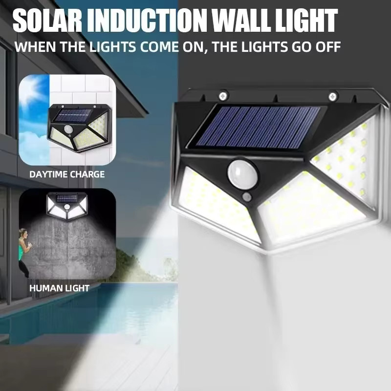 OLOEY Solarbetriebene Außenwandleuchte mit 100 LED und Bewegungsmelder, IP65 wasserdicht, Weiß, Rechteckig, B/T/H: 9,8 x 7,3 x 7,3 cm - Bild 2