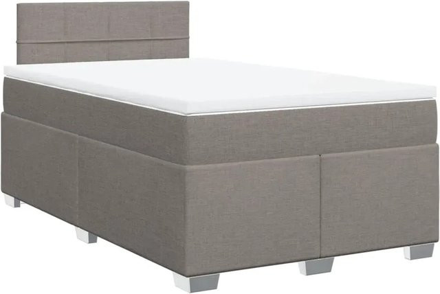 vidaXL Boxspringbett mit Matratze in Taupe, Hybrid-Design mit Taschenfederkern, B/T: 120 x 200 cm - Bild 1