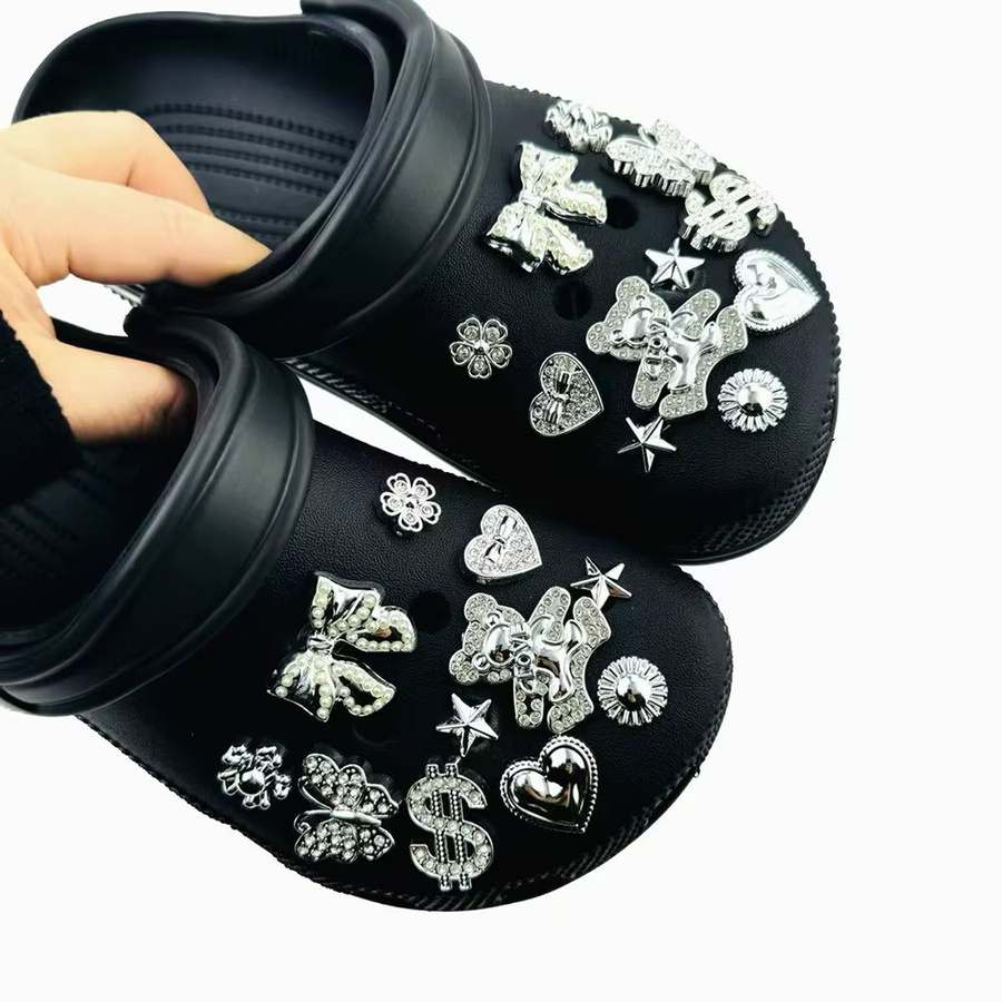 FHLDING Charms-Set, 22-teilig, Silber, Diamant, Bär, Schmetterling, Nieten, Unisex - Bild 5
