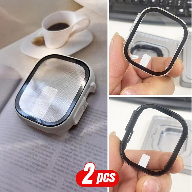 2er-Set PEO Schutzhülle mit gehärtetem Glas Display-Schutz für Apple Watch Ultra 2 und Ultra 3 in Schwarz - Bild 1