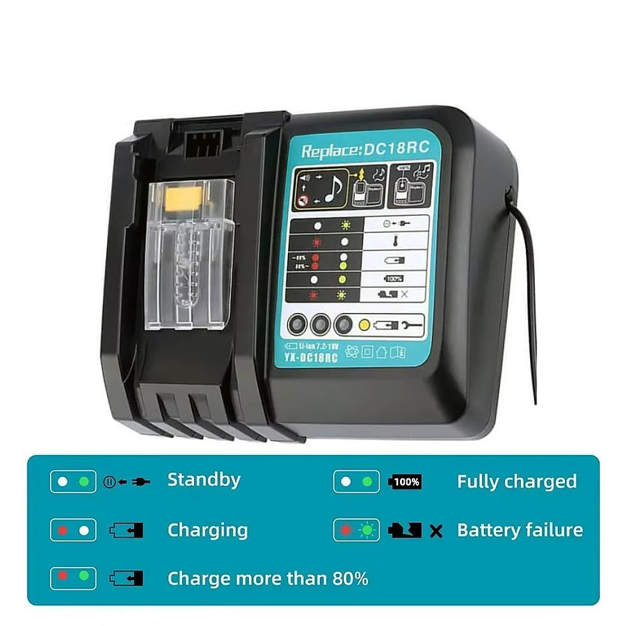 Makita DC18RC Li-Ion Ladegerät 3A für 14,4V und 18V LXT Akkus, Schwarz - Bild 2