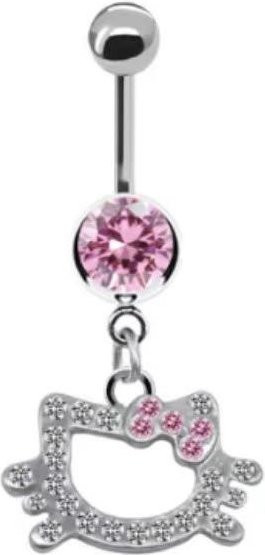 Lucky Star Jewelry Bauchnabelring Edelstahl, Rosa Kristall, Damen - Bild 1