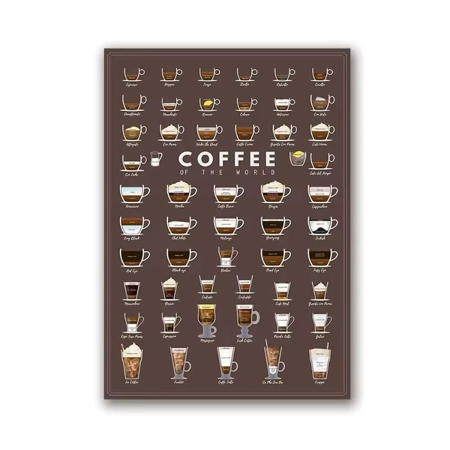 AZNM Kaffee Arten Wandkunstdrucke und Poster als Leinwandmalerei für deine Küche und dein Café, Mehrfarbig - Bild 3