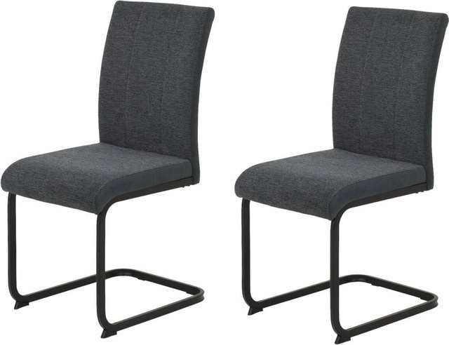 2er Set Stühle Hela in Anthrazit mit Webstoff und Metallgestell B/H/T: 43 x 92 x 52 cm - Bild 1