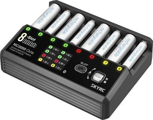 SkyRC NC3000 Octa Ladegerät für NiMH und NiCd Akkus in Schwarz mit USB-C und Bluetooth - Bild 1