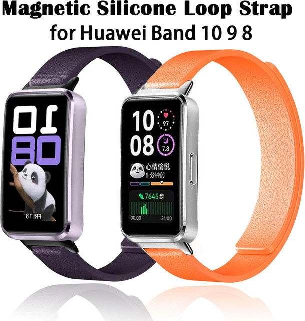 Huawei Uhrenarmband Silikon, Magnetisches Schlaufenarmband, Huawei Band 10 9 8 - Bild 1