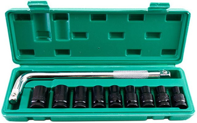Meterk 10-teiliges Sechskant-Schlagnuss-Set in Blau mit 12-Zoll-Antrieb und 40 mm tiefen Schlagnüssen im 6-Punkt-Design - Bild 1