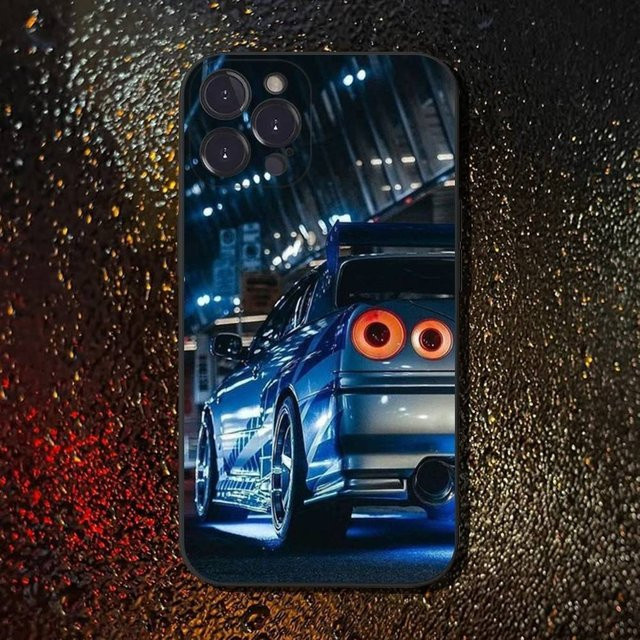 F-Fast F-Furious Handyhülle aus weichem Silikon für iPhone 11 bis iPhone 16 Modelle in Schwarz und Blau - Bild 1
