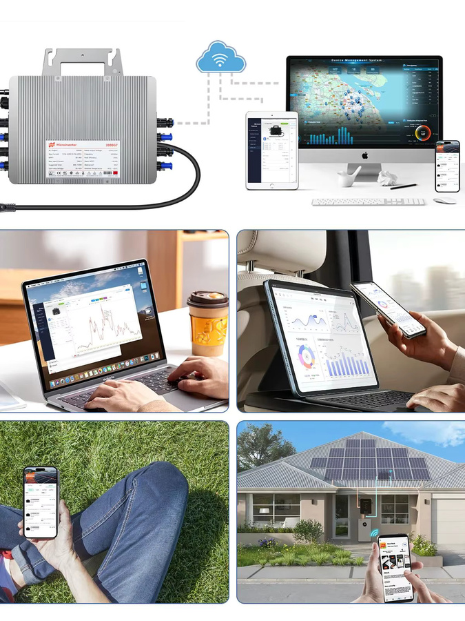 MARS ROCK MPPT Mikro-Wechselrichter für Solaranlagen, 2500W Netzanschluss-Konverter DC26-60V, IP67, Farbe: Silber - Bild 6