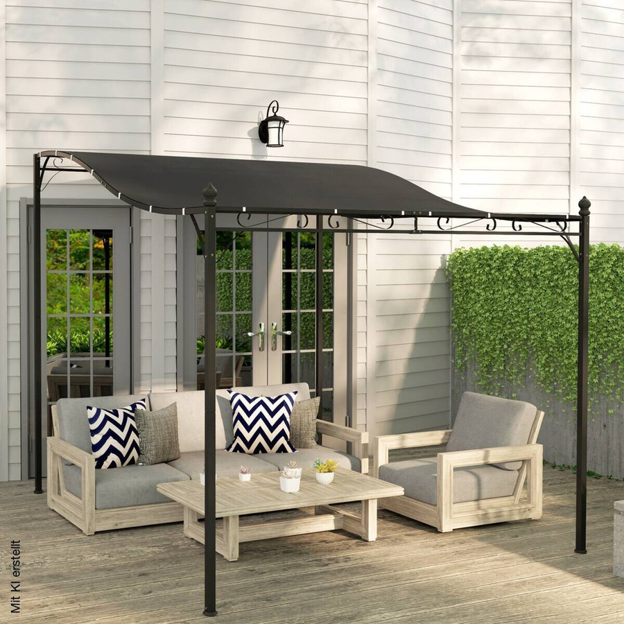 Outsunny Anbaupavillon aus Metall in Dunkelgrau mit Polyester-Dach, wandmontiert und modern, B/H/L: 298 x 250 x 248 cm - Bild 4