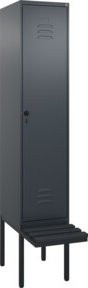 C+P Spind Classic PLUS Garderobenspind mit Sitzbank, 1 Abteil, Schwarzgrau, B/T/H: 212,0 x 40,0 x 81,5 cm - Bild 1