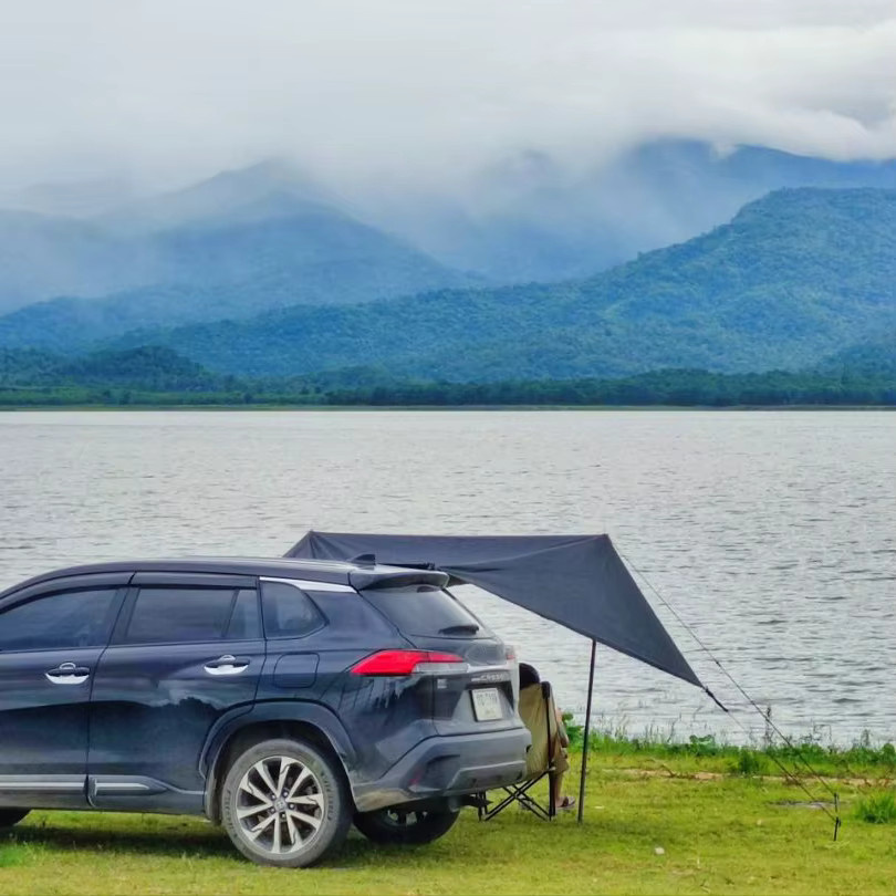 Hide Walker Fledermausförmige Auto-Seitenmarkise mit Schwarzer Beschichtung, Wasserdichtes Camping-Zelt für SUV und Van, B/T: 3 x 2 m, Farbe: Schwarz - Bild 3