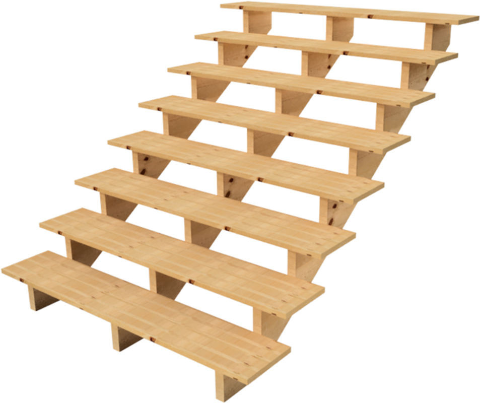 Vinuovo Holztreppe in Natur mit 8 Stufen ohne Setzstufen, Skandinavischer Stil, Höhe: 139 cm, Breite: 160 cm, Tiefe: 200 cm - Bild 1