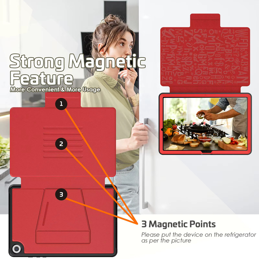 Magnetische Leder Flip Case Smart Cover für Samsung Galaxy Tab A9 Plus 11 Zoll 2023 in Rot - Bild 4