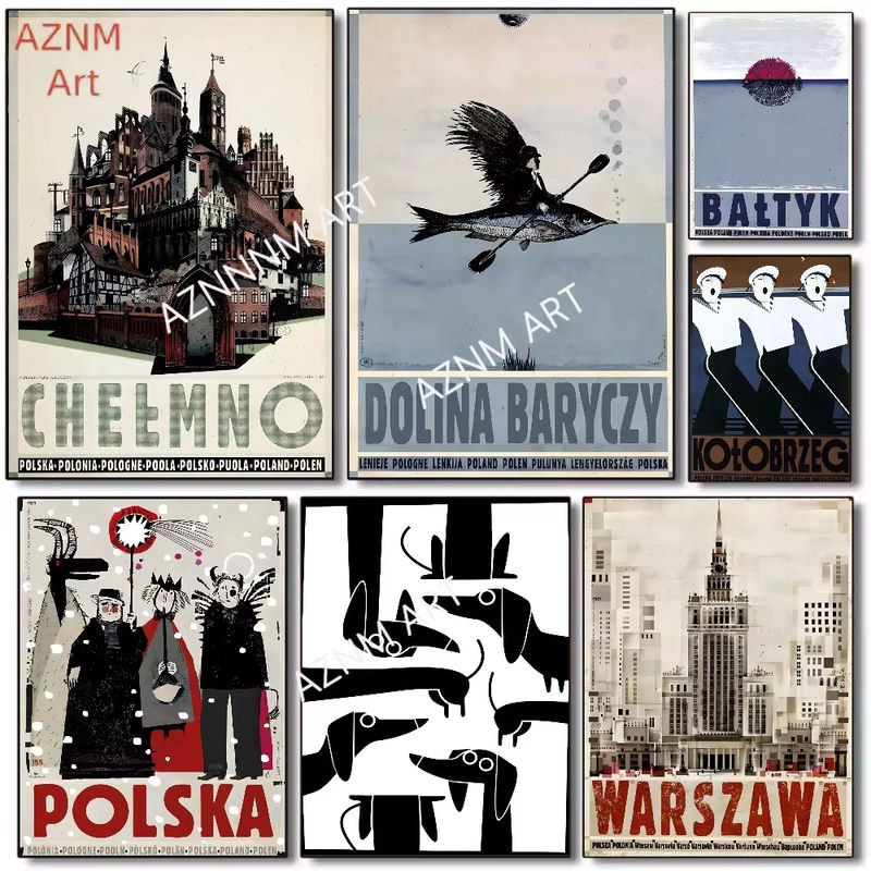 R-Ryszard Kaja Artworks Polnisches Poster in Vintage-Optik, mehrfarbige Wanddekoration aus Papier für dein Zuhause - Bild 3