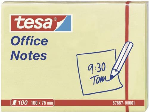 tesa Haftnotizen Office Notes Gelb, 100 Blatt, B: 100 mm, H: 75 mm - Bild 1
