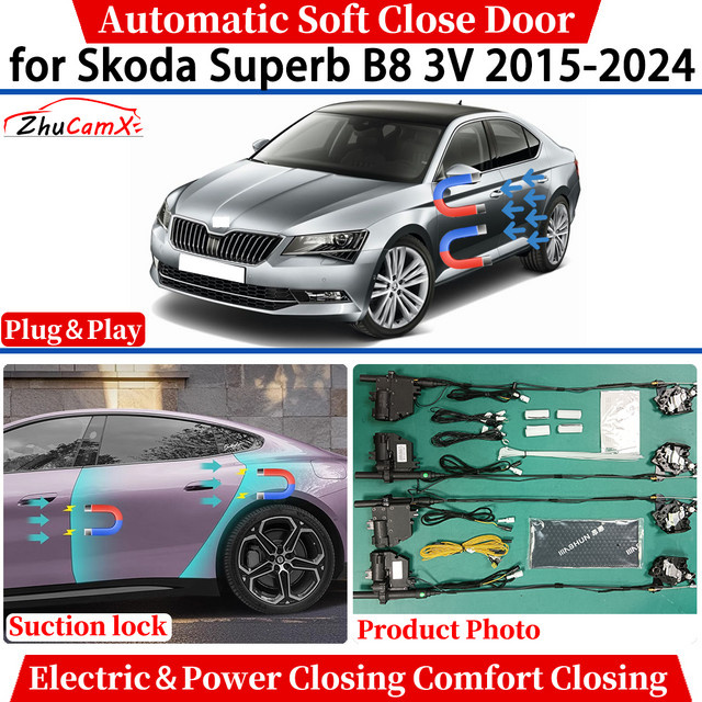 ZhuCamX Automatisches Soft-Close-Türsystem für Skoda Superb B8 3V 2015-2024 in Schwarz - Bild 1