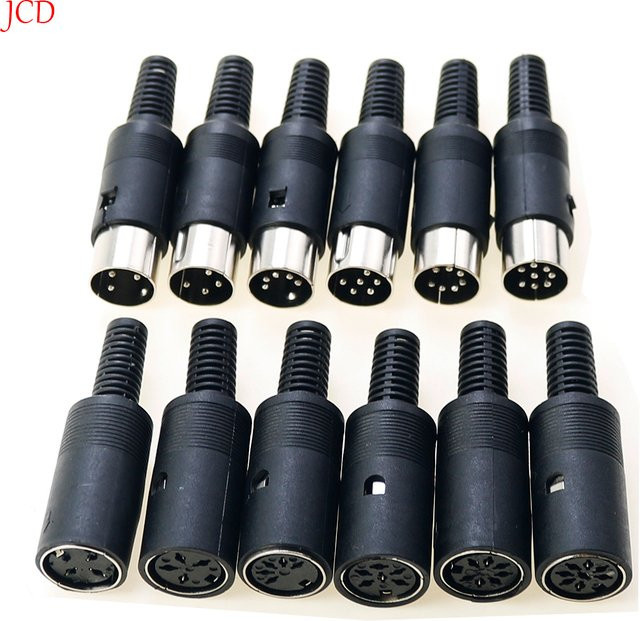 JCD DIN Stecker und Buchse Set mit Kunststoffgriff für Tastatur und PS2 Kabel in Schwarz - Bild 1