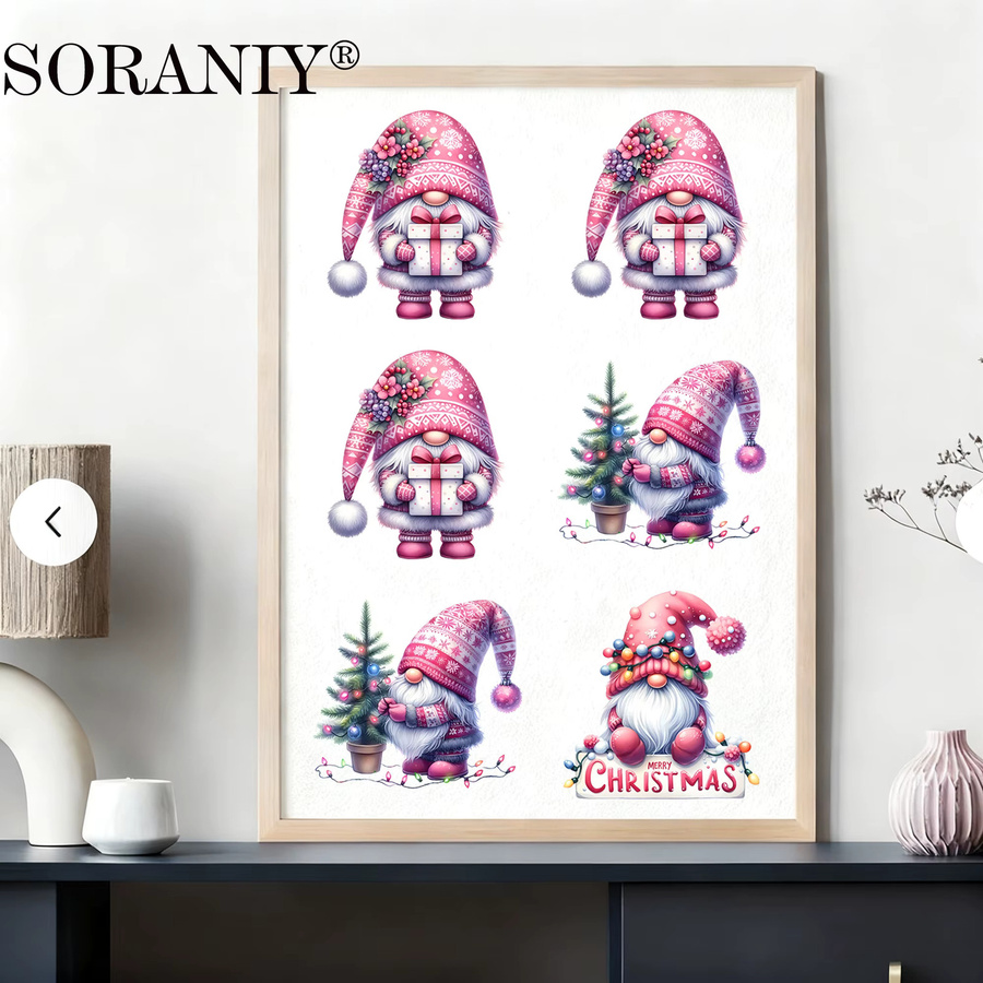 24-teiliges UV DTF Transferpapier-Set Weihnachts-Gartenzwerg-Siegel Motiv für 16oz Wasserflaschen und Glasflaschen, Mehrfarbig - Bild 5