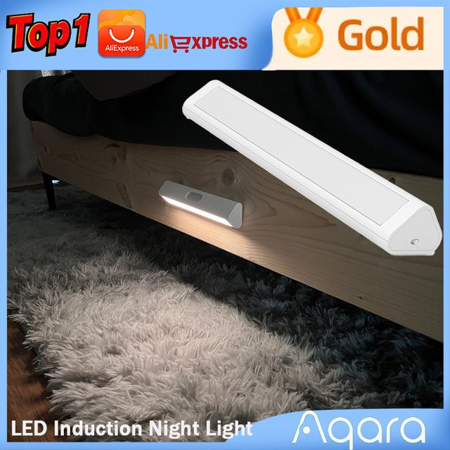 Aqara LED-Balkenlicht mit Bewegungsmelder, kabelloses magnetisches Nachtlicht in Weiß mit warmweißem Licht und wiederaufladbarem Akku für Küche und Schlafzimmer - Bild 1