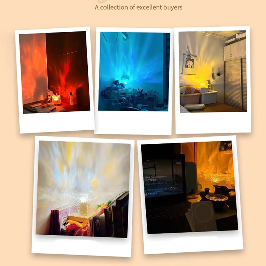 XIWANGFIRE Rotierender Wasserwellen-Projektor mit 16 Farben und Flammen-Kristalllampe in Multicolour für Wohnzimmer, Arbeitszimmer und Schlafzimmer - Bild 4