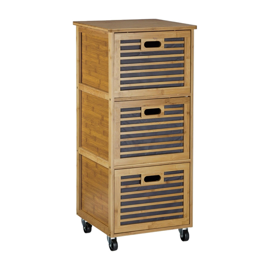 Relaxdays Rollwagen aus Bambus Natur mit 3 Schubladen und Bremsen, H x B x T: 92 x 41 x 41 cm - Bild 2