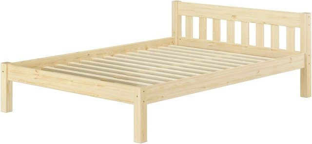 Erst-Holz Vollholzbett Doppelbett aus Kiefer Unbehandelt inklusive Rollrost B/T/H: 140 x 200 x 70 cm - Bild 1