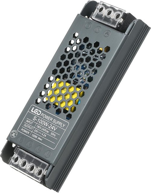 Neoglint Ultradünner Netzteil-Adapter-Transformator für LED-Streifen, AC 190V-240V auf DC 24V, 2,5A, 100W, Grau - Bild 1