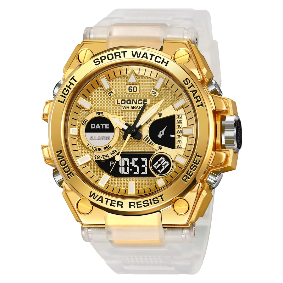 LOQNCE Armbanduhr, Digitaluhr, Kunststoff, Gold, Herren - Bild 1