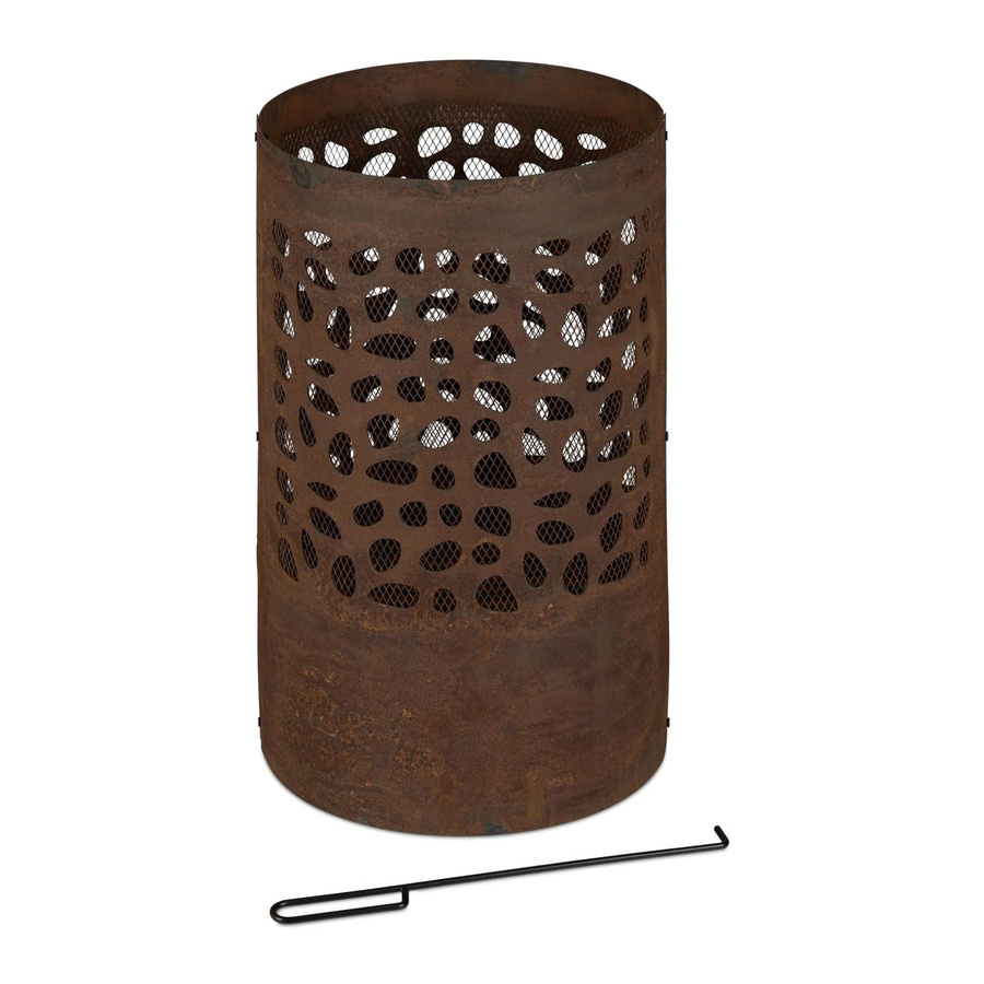 Relaxdays Feuertonne aus Cortenstahl in Rostbraun mit Funkenschutzgitter, Durchmesser: 60 cm, Höhe: 37 cm - Bild 2