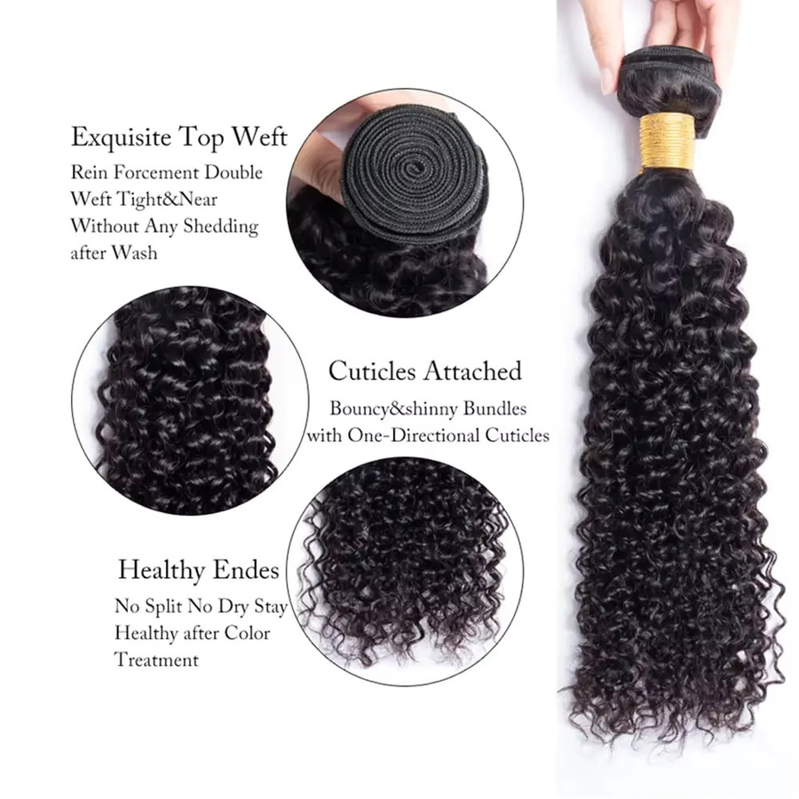 Fashowbeauty Kinky Curly Wave Haarbündel, Remy Echthaarverlängerungen, Damen - Bild 2