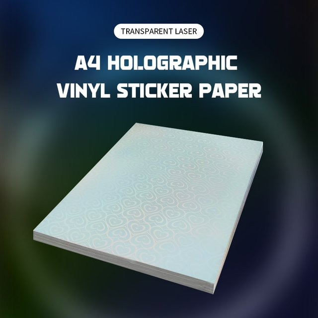 Tonpei Holografisches Vinyl-Aufkleberpapier A4 Transparent für Tintenstrahldrucker Wasserdicht und Reißfest - Bild 1