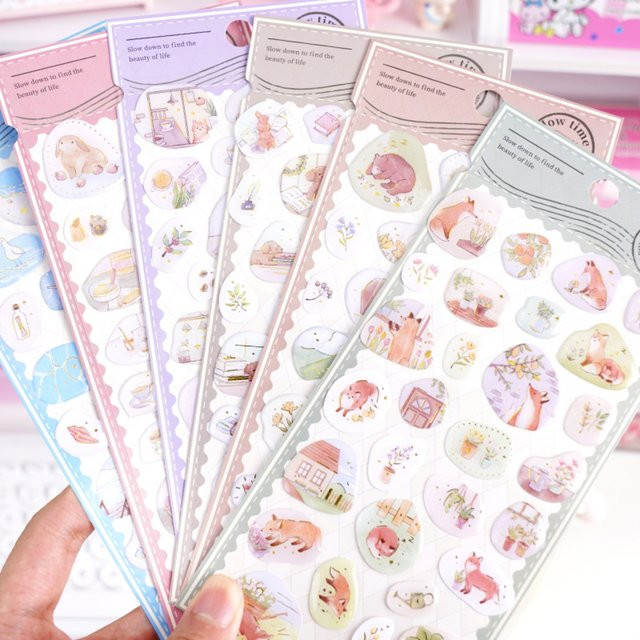 3er-Set Retro Dekor Aufkleber mit Tiermotiven für Scrapbooking und DIY Journal in Mehrfarbig - Bild 1