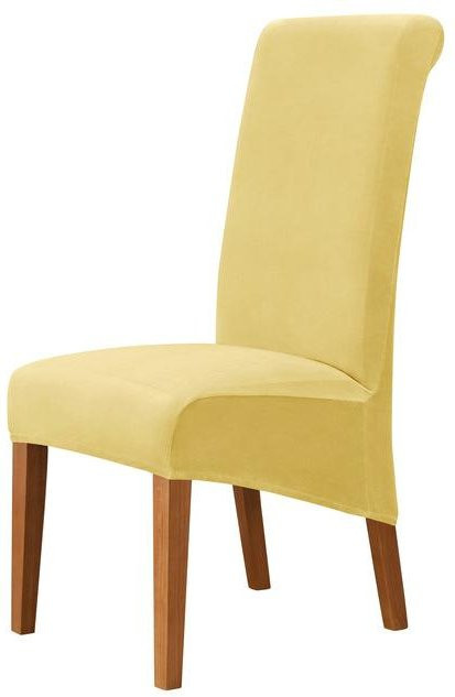 Stuhlbezug mit hoher Rückenlehne aus Samtstoff in Gelb, XL-Größe Stretch-Stuhlhussen für Esszimmer und Bankette - Bild 1