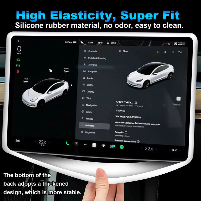 ZUIMI Silikon Schutzrahmen für Tesla Model Y und Model 3, Kantenabdeckung für den 15,4 Zoll Zentralsteuerung Navigationsbildschirm - Bild 3