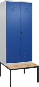 C+P PSA Doppel-Spind Classic PLUS Sitzbank mit 2 Abteilen, Buche-Hartholz und Sicherheits-Drehriegel, B/T/H: 212 x 80 x 81,5 cm - Bild 1