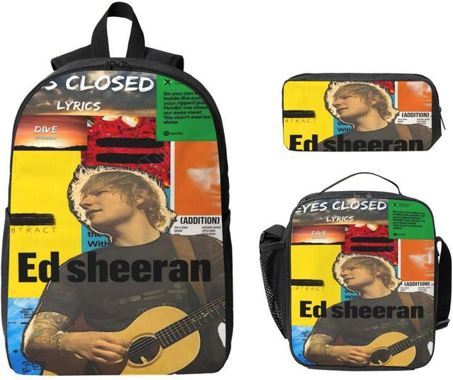 Ed Sheeran Loop Tour 2026 Schulranzen-Set mit Federmäppchen und Brotdose für Kinder, 3-teilig, mehrfarbig - Bild 1