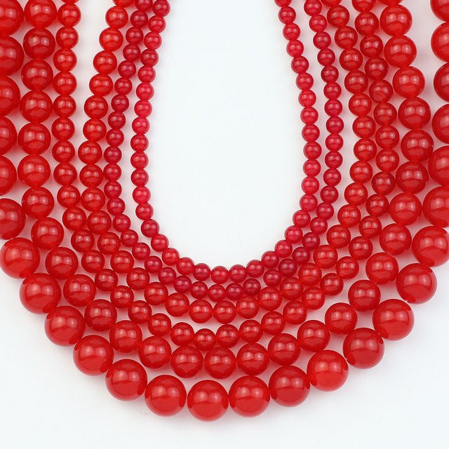 JHNBY Spacer Perlen, Roter Chalcedon Jaspis, Rund, Unisex - Bild 1