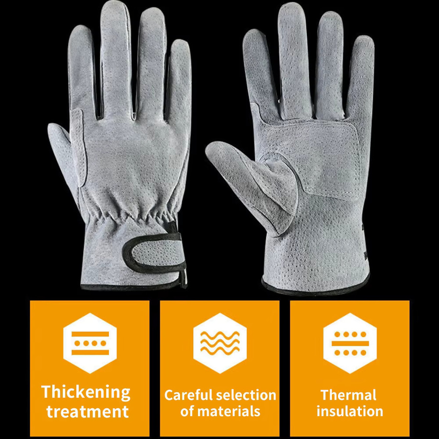 Hitzebeständige Schweißhandschuhe aus grauem Rindsleder für deinen Sicherheitsschutz beim Schweißen - Bild 2