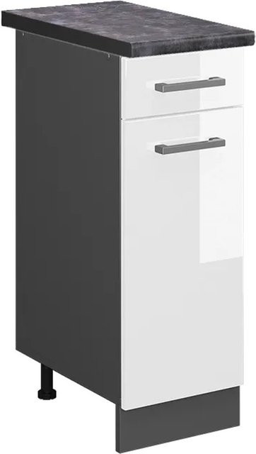 Vicco Küchenunterschrank R-Line Weiß Hochglanz Anthrazit B: 30 cm, H: 81,6 cm, T: 60 cm - Bild 1