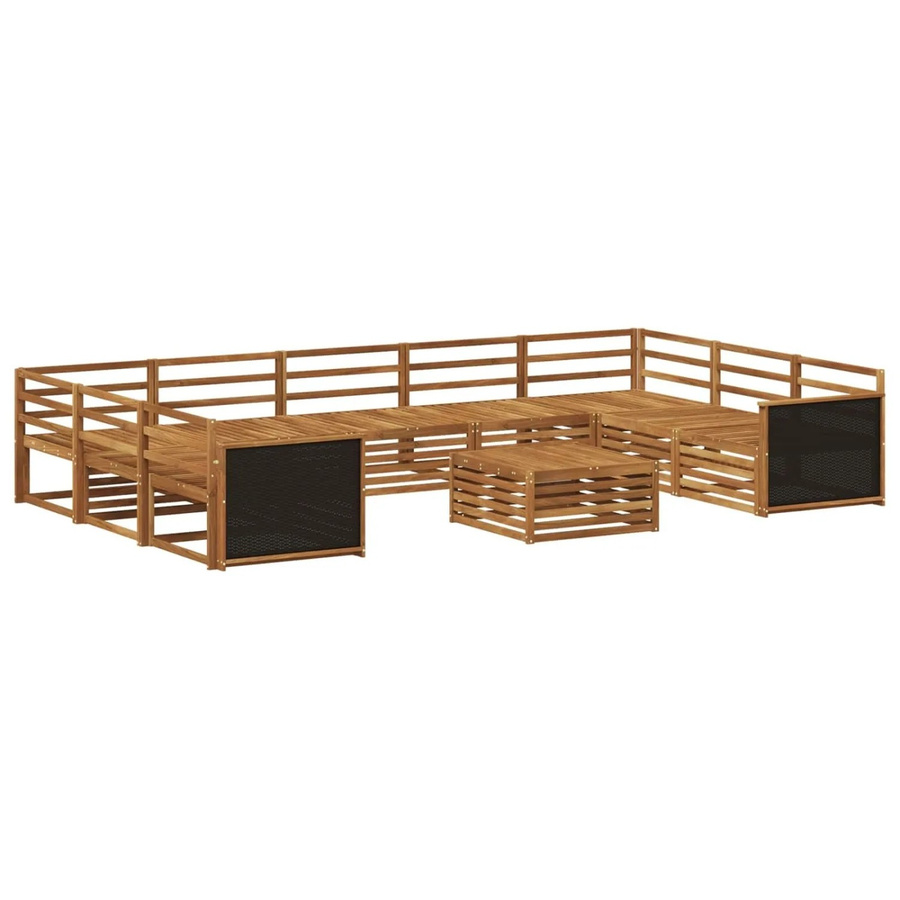vidaXL Outdoor-Sofagarnitur aus Massivholz Akazie in Natur Braun, 10-teiliges Set mit modernem Design - Bild 2
