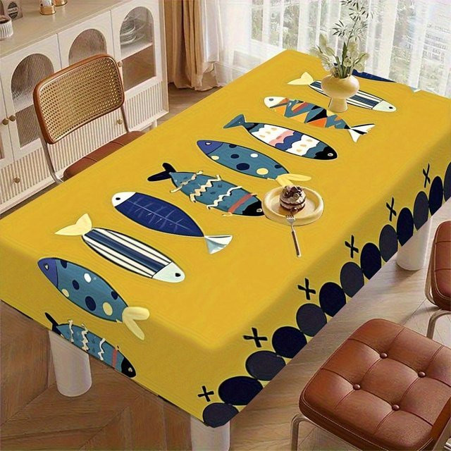 JMG Household Supplies Tischdecke mit Sardinenmuster in Gelb, rechteckig, B/B: 100 x 160 cm - Bild 1