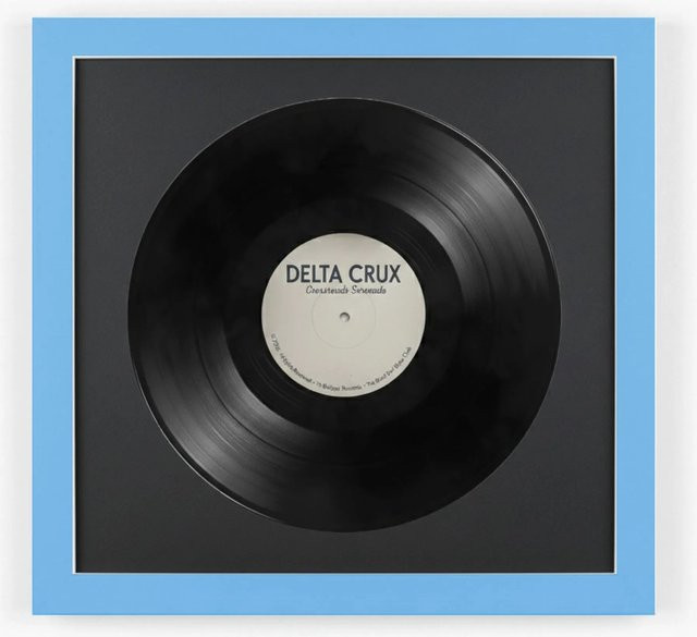 K-Möbel Schallplatten Rahmen Blau mit schwarzem Passepartout für deine Vinyl, B/B/B: 40 x 40 x 40 cm - Bild 1