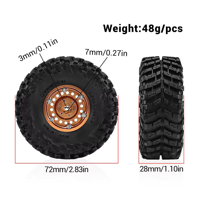 Meep TRX4M SCX24 FMS Ascent-18 1,3-Zoll-Radnabe Reifen-Kletterwagen-Radnabe, Zubehör - Bild 2