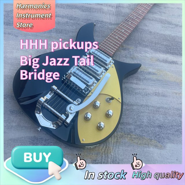 OUCEY E-Gitarre 325 in Schwarz mit 3 Mini-Humbucker-Tonabnehmern und Lennon Short Scale im Vintage British Rock Design - Bild 1
