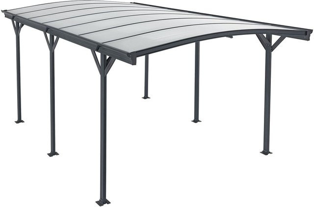 Juskys Carport mit Bogendach aus Aluminium in Dunkelgrau mit Doppelstegplatten und Regenrinnen - Bild 1